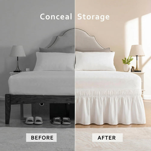🛏️ Bedroom Makeover | Wrap-Around Easy Install Double Ruffle Elastic Band Bed Skirt ✨