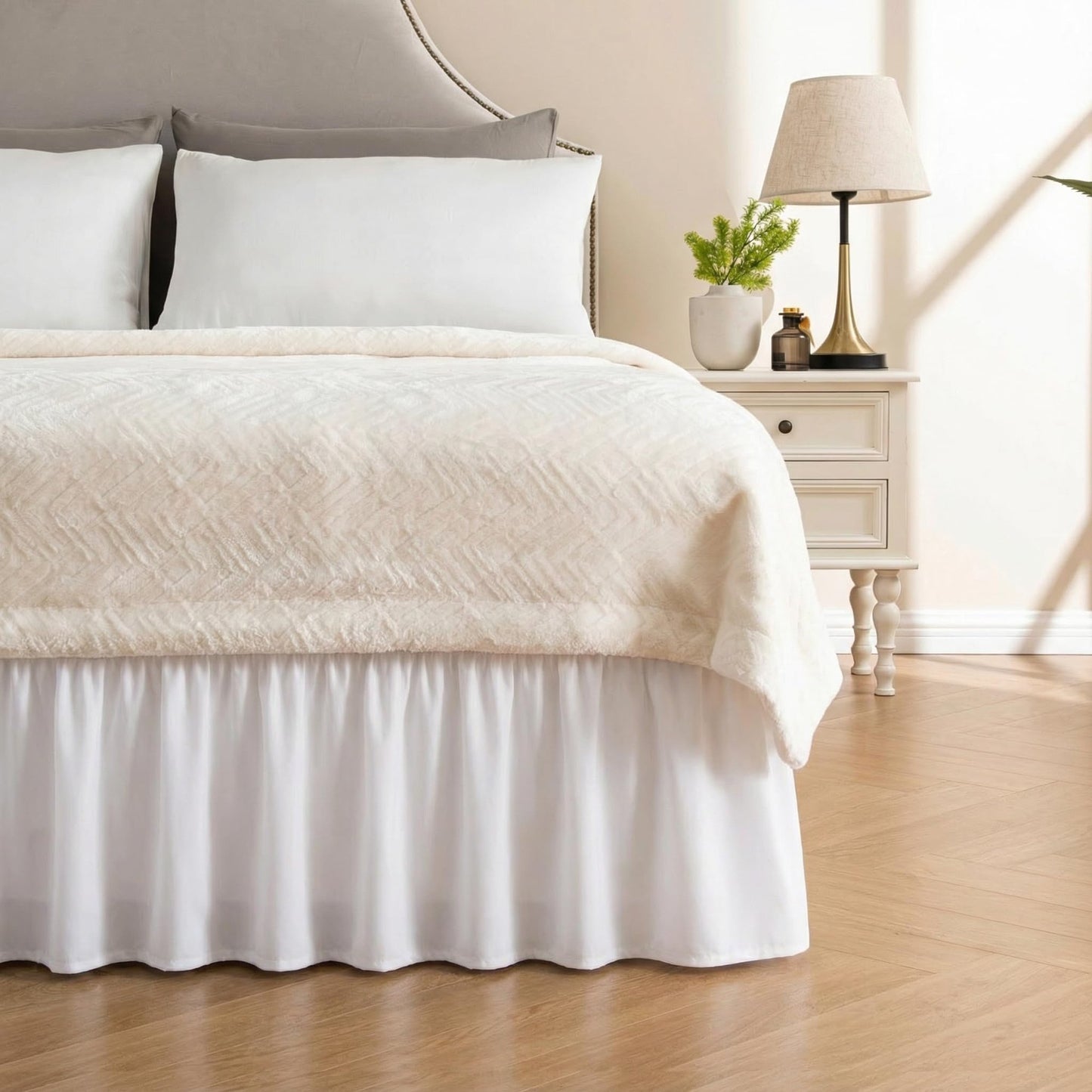 🛏️ Bedroom Makeover | Wrap-Around Easy Install Double Ruffle Elastic Band Bed Skirt ✨