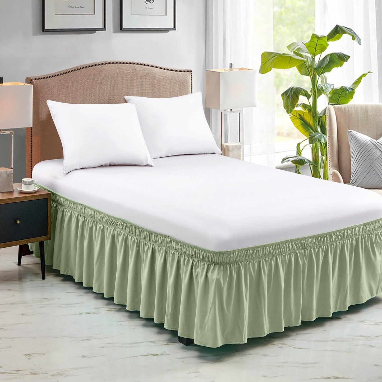 🛏️ Bedroom Makeover | Wrap-Around Easy Install Double Ruffle Elastic Band Bed Skirt ✨