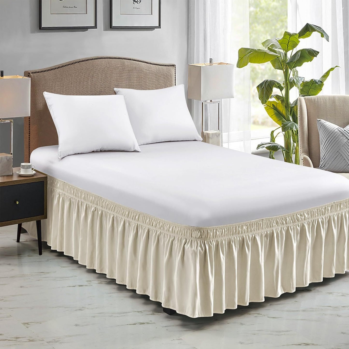 🛏️ Bedroom Makeover | Wrap-Around Easy Install Double Ruffle Elastic Band Bed Skirt ✨