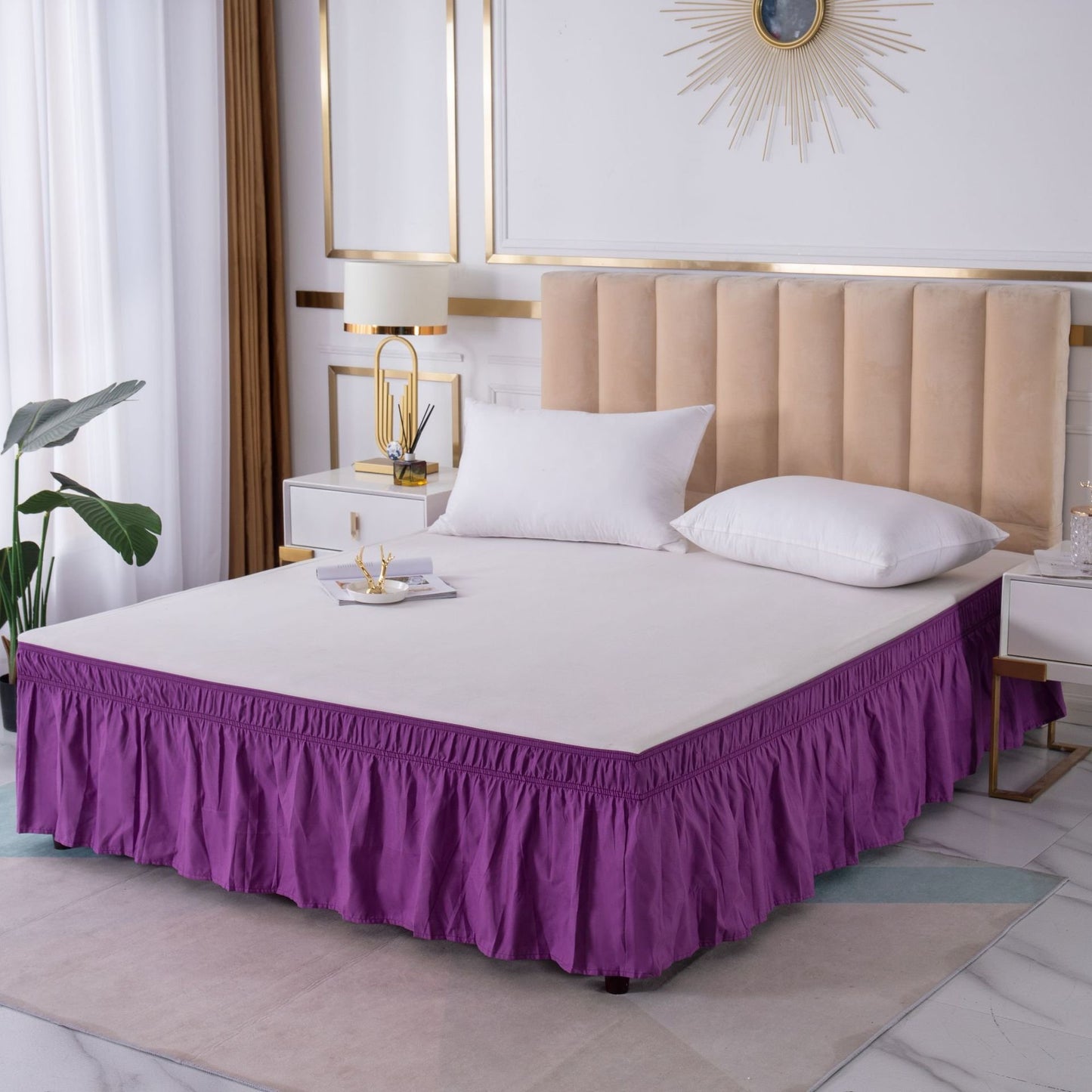 🛏️ Bedroom Makeover | Wrap-Around Easy Install Double Ruffle Elastic Band Bed Skirt ✨
