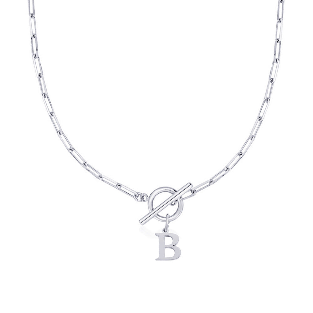 Initial Paperclip Toggle Necklace