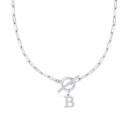 Initial Paperclip Toggle Necklace