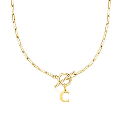 Initial Paperclip Toggle Necklace