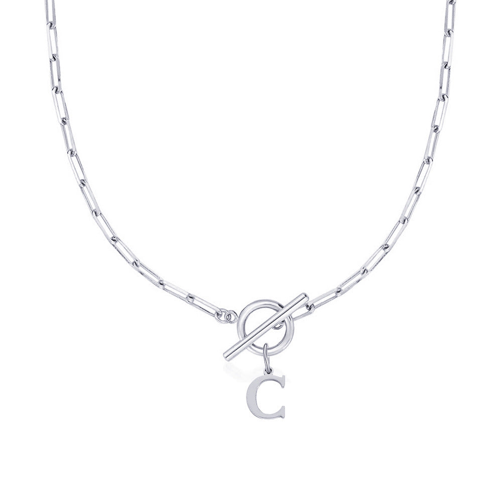 Initial Paperclip Toggle Necklace