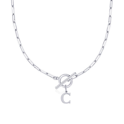 Initial Paperclip Toggle Necklace