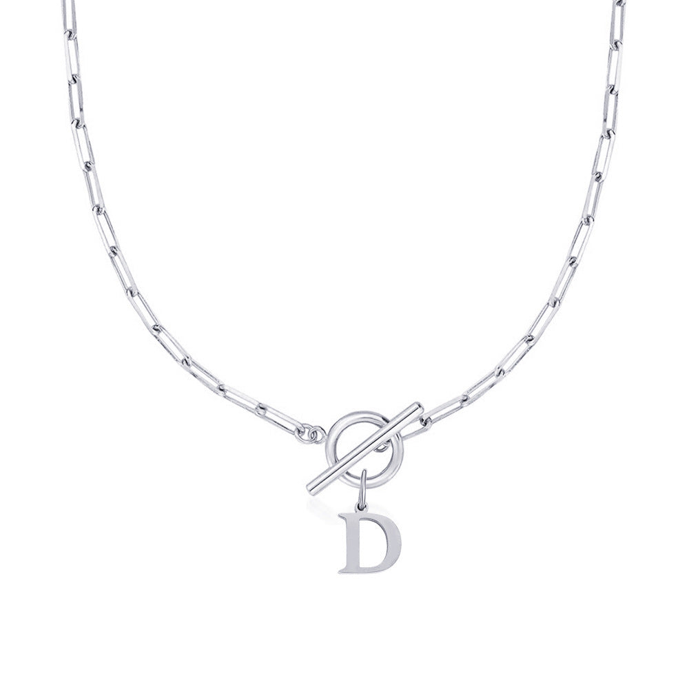 Initial Paperclip Toggle Necklace