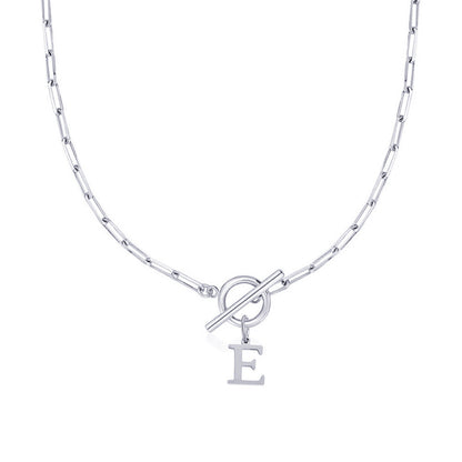Initial Paperclip Toggle Necklace