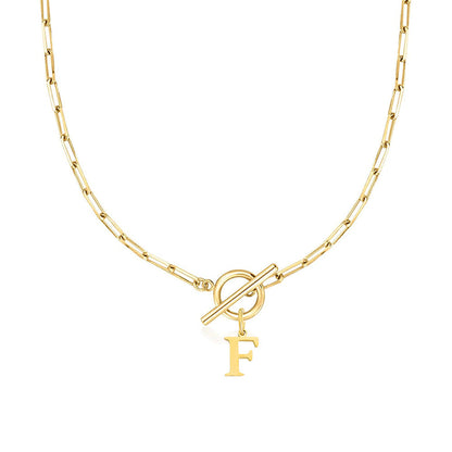 Initial Paperclip Toggle Necklace