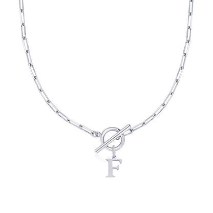 Initial Paperclip Toggle Necklace