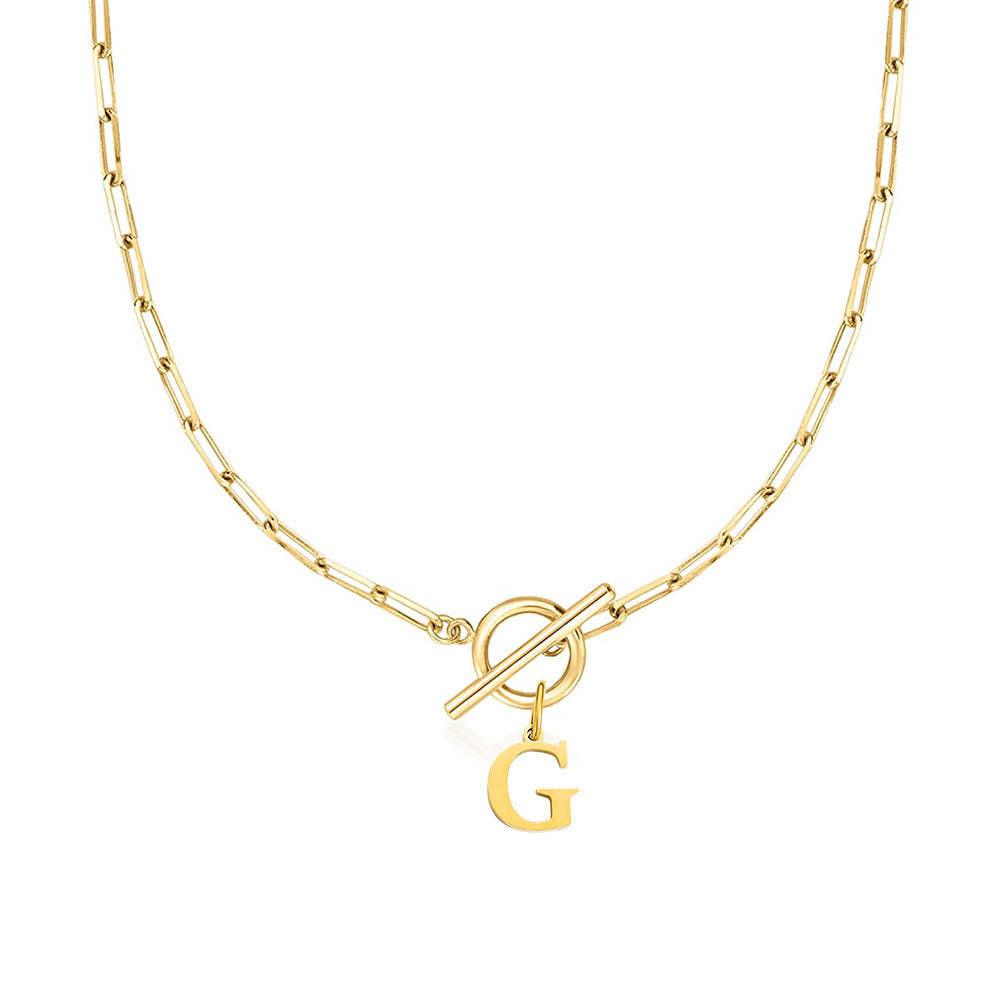 Initial Paperclip Toggle Necklace