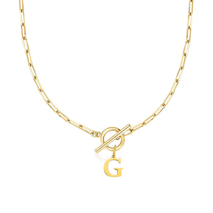 Initial Paperclip Toggle Necklace