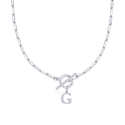 Initial Paperclip Toggle Necklace