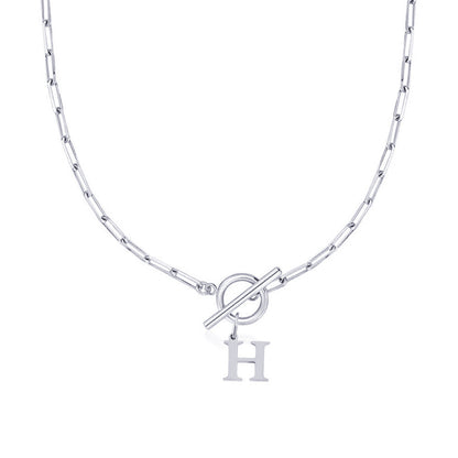 Initial Paperclip Toggle Necklace