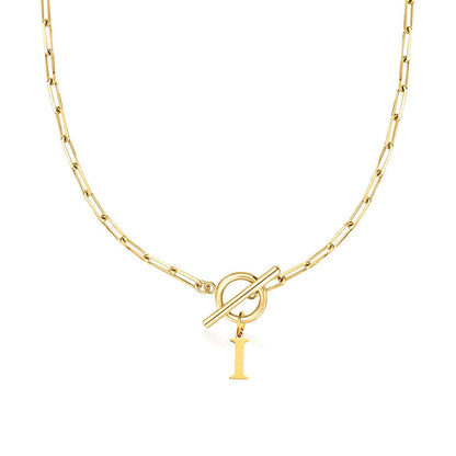 Initial Paperclip Toggle Necklace