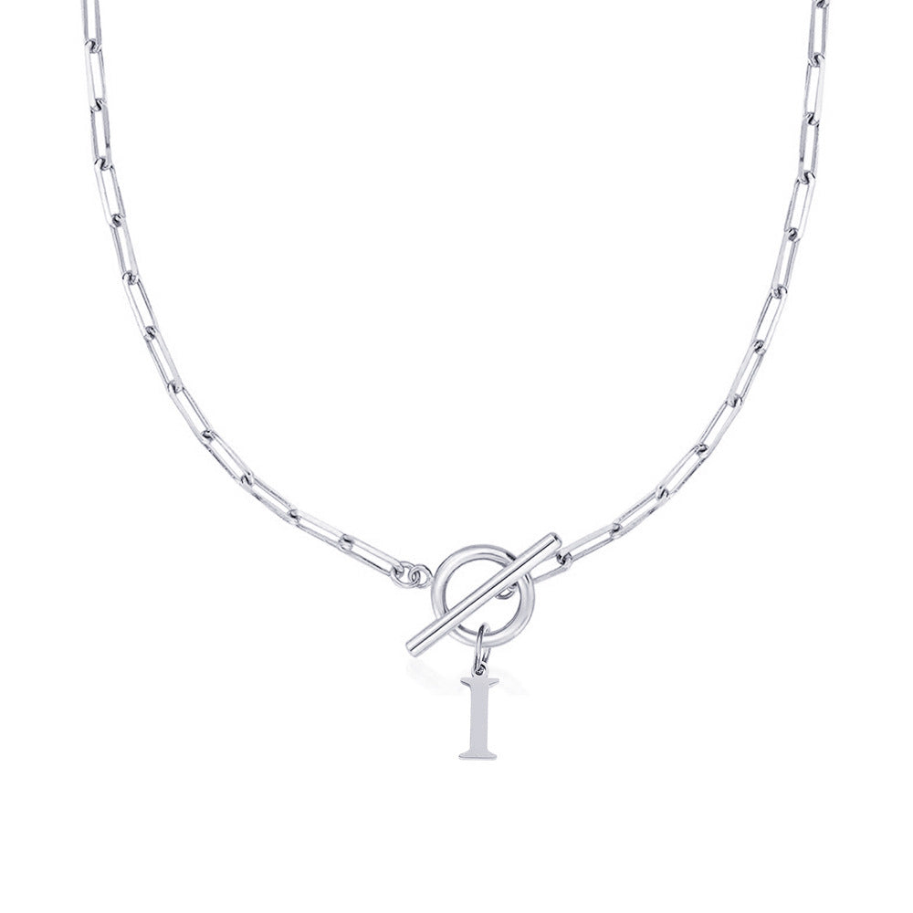 Initial Paperclip Toggle Necklace