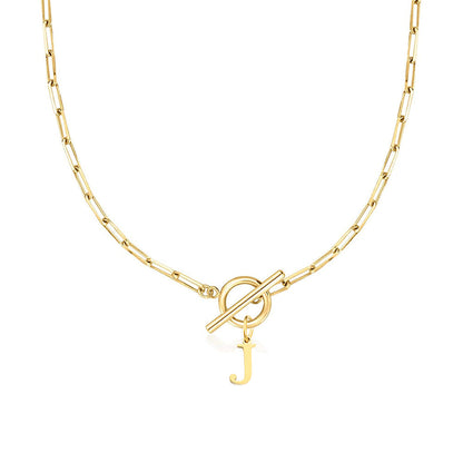 Initial Paperclip Toggle Necklace