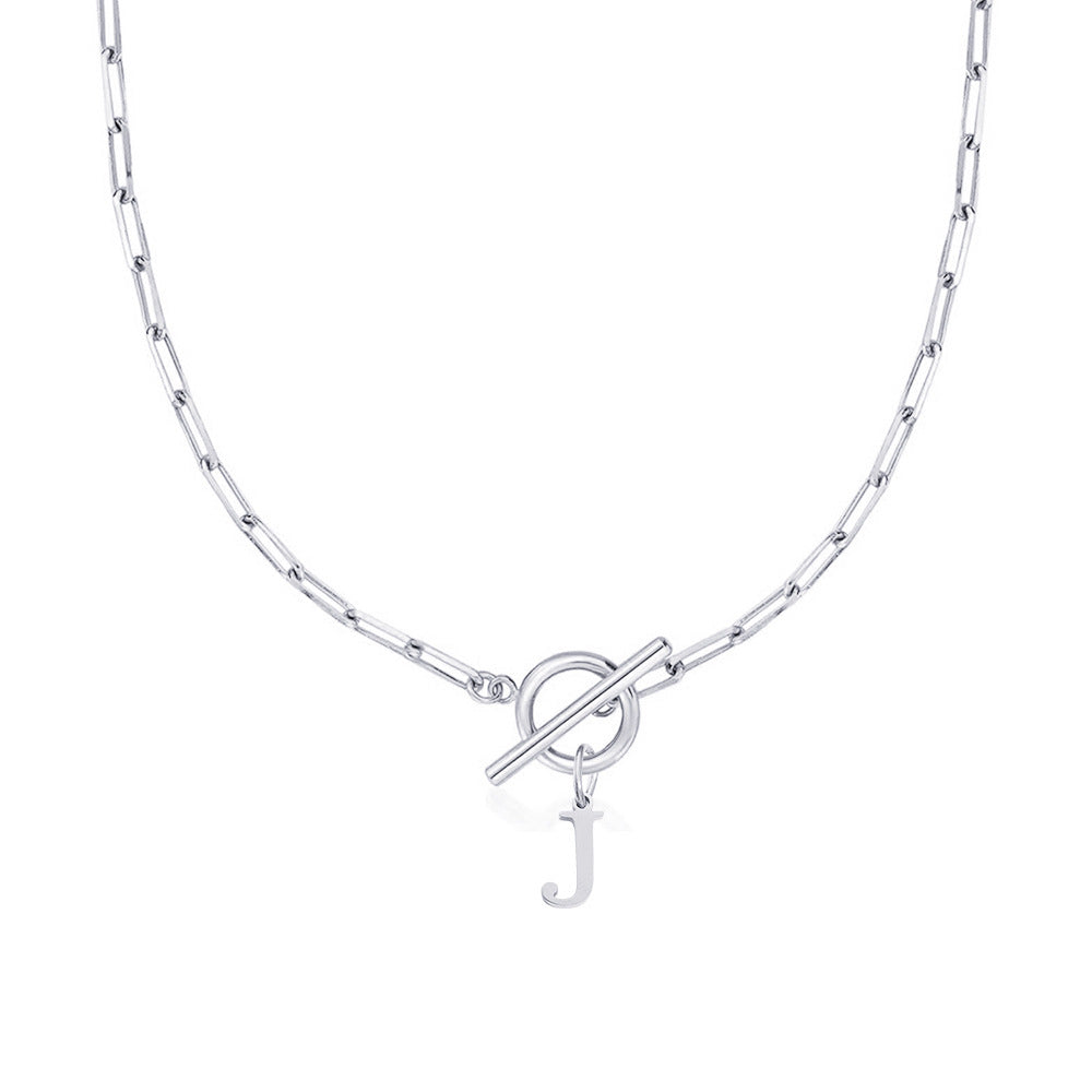 Initial Paperclip Toggle Necklace
