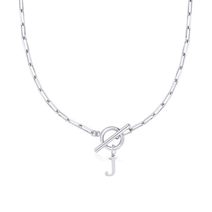 Initial Paperclip Toggle Necklace