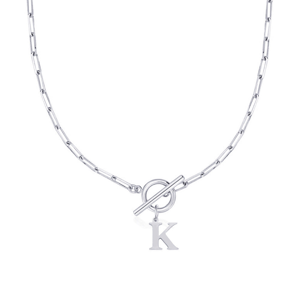 Initial Paperclip Toggle Necklace