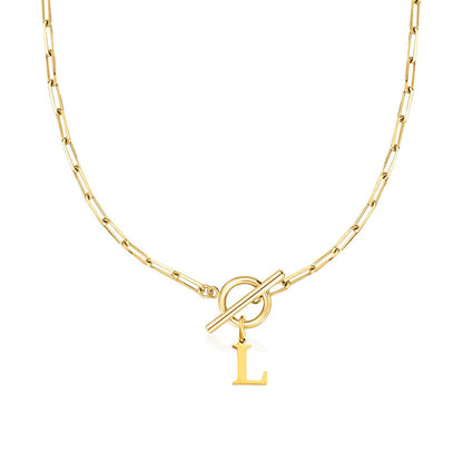 Initial Paperclip Toggle Necklace