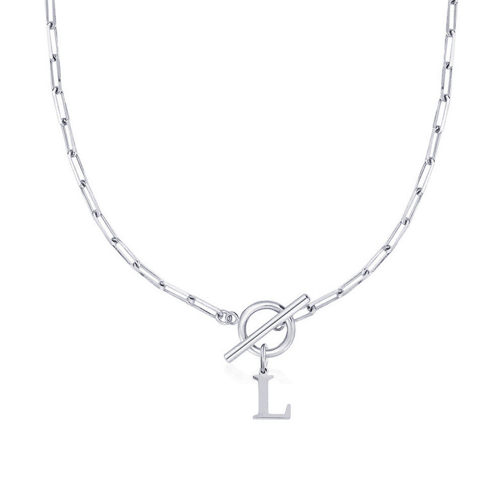 Initial Paperclip Toggle Necklace