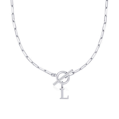Initial Paperclip Toggle Necklace