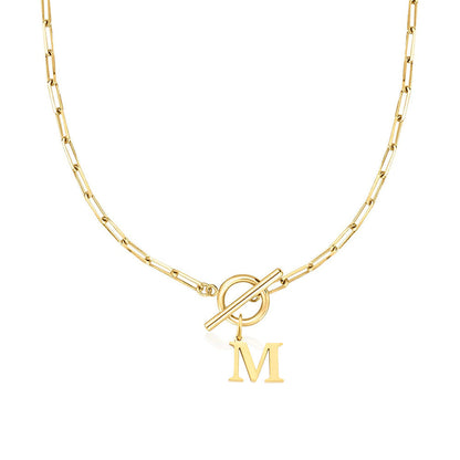 Initial Paperclip Toggle Necklace