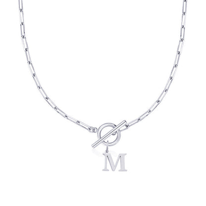 Initial Paperclip Toggle Necklace