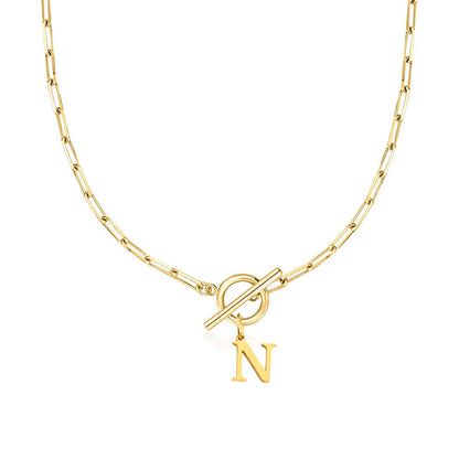 Initial Paperclip Toggle Necklace