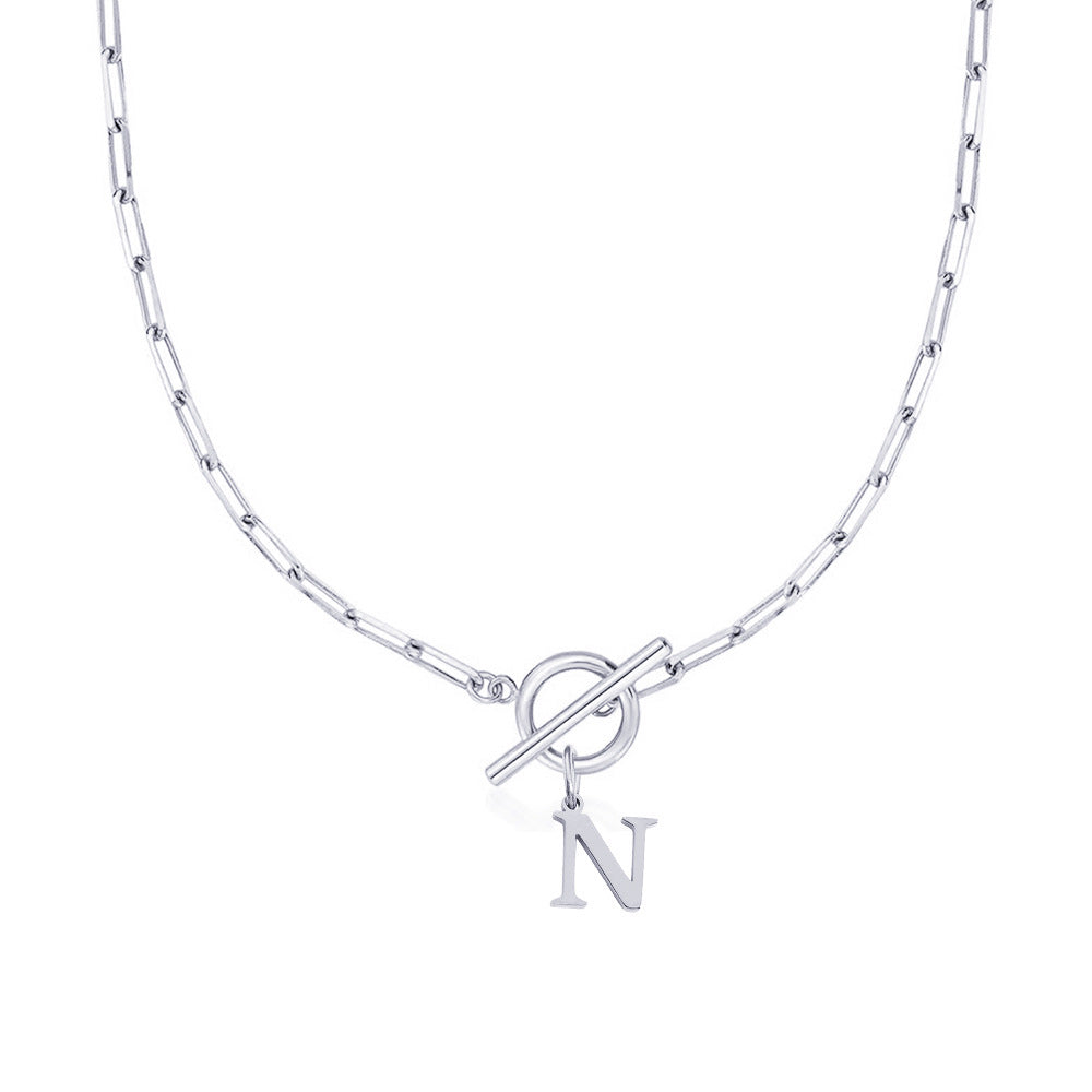 Initial Paperclip Toggle Necklace