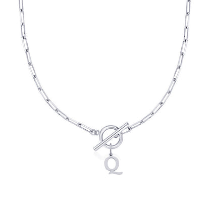Initial Paperclip Toggle Necklace