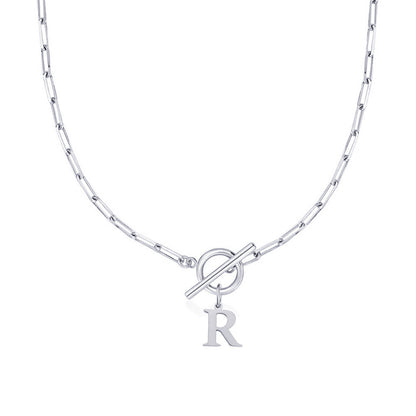 Initial Paperclip Toggle Necklace
