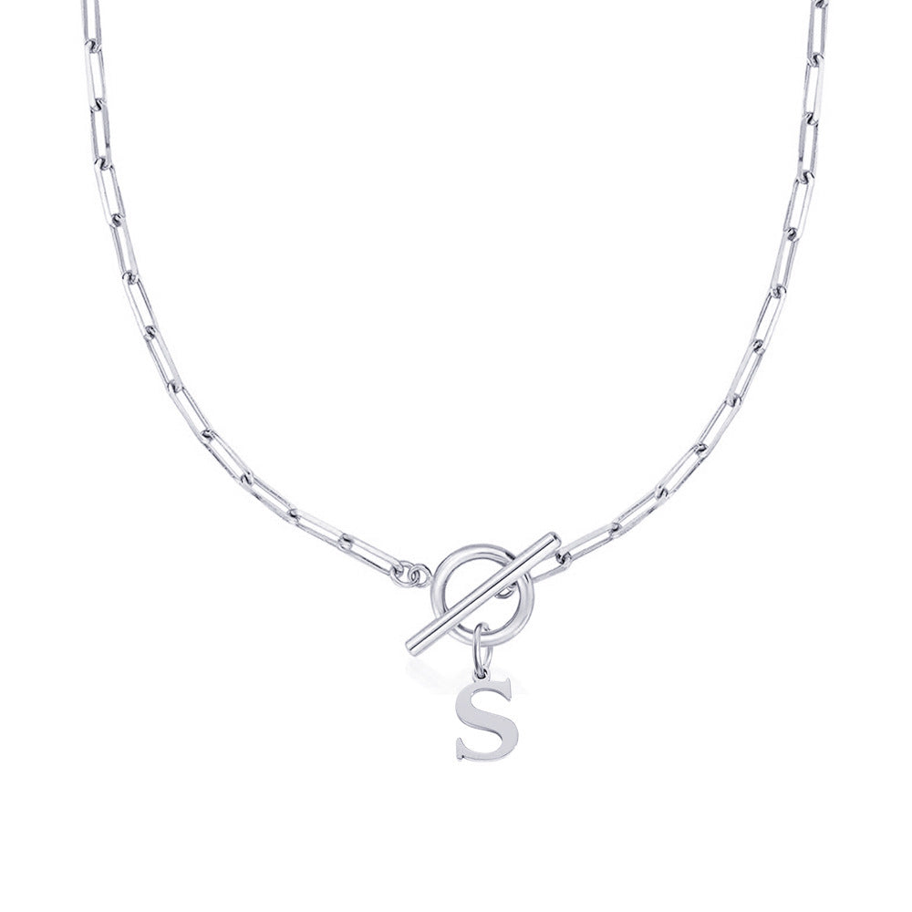 Initial Paperclip Toggle Necklace