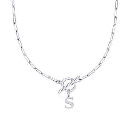 Initial Paperclip Toggle Necklace