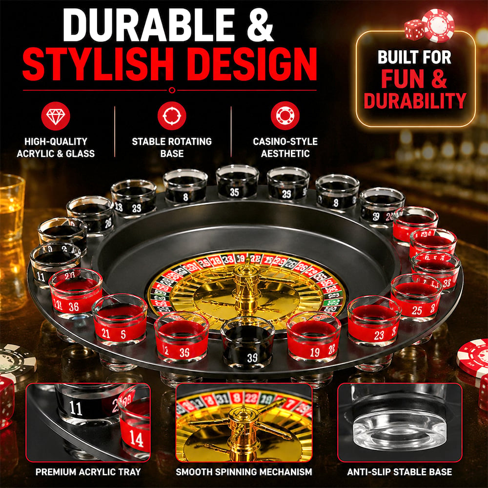 🎰 Shot Glass Roulette Drinking Game Set – Casino Style Party Game