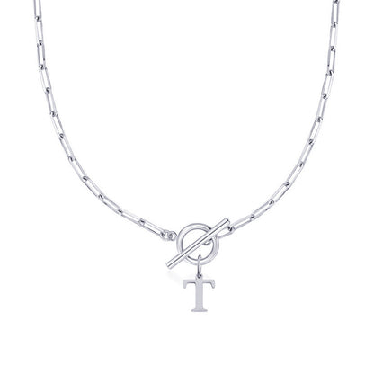 Initial Paperclip Toggle Necklace