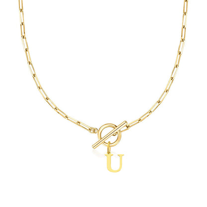 Initial Paperclip Toggle Necklace
