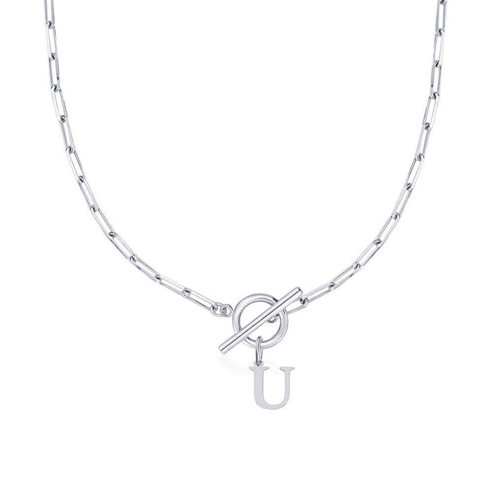 Initial Paperclip Toggle Necklace