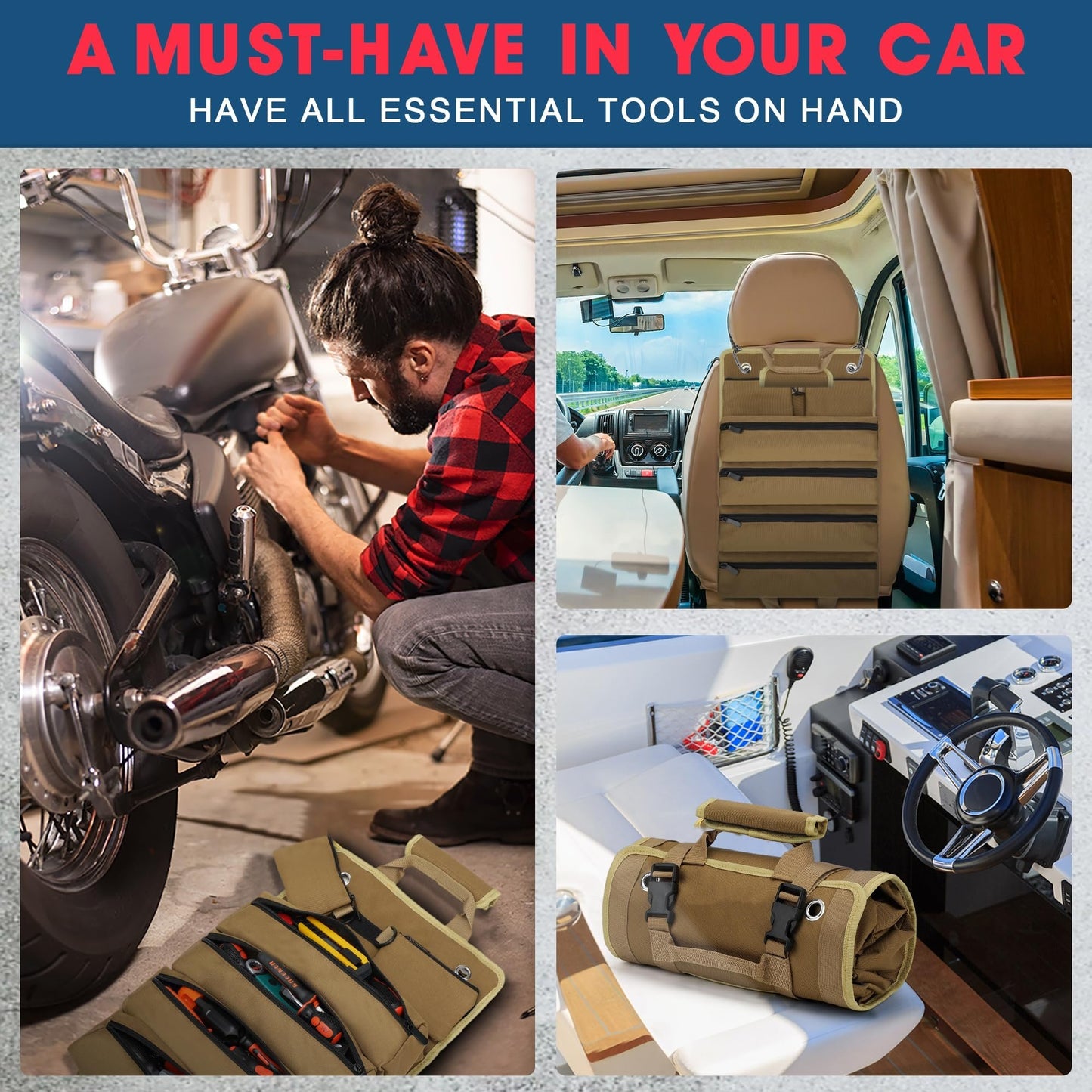 ⚡ Ditch the Heavy Toolbox: The Bulletproof Roll-Up Organizer That Puts Your Tools at Your Fingertips! 🛠️🚗