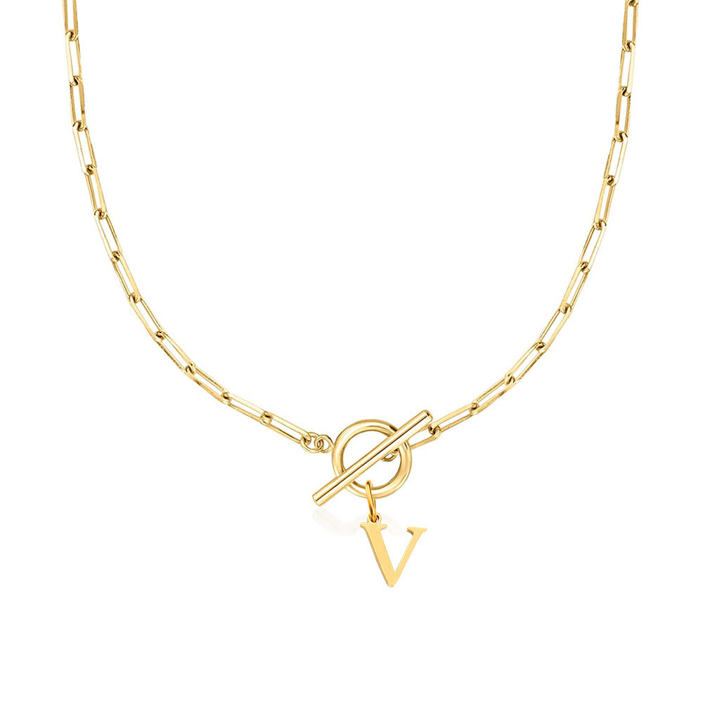 Initial Paperclip Toggle Necklace