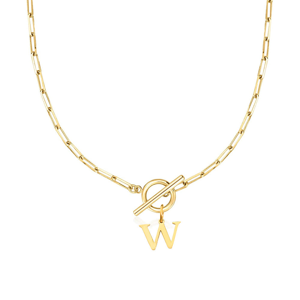 Initial Paperclip Toggle Necklace