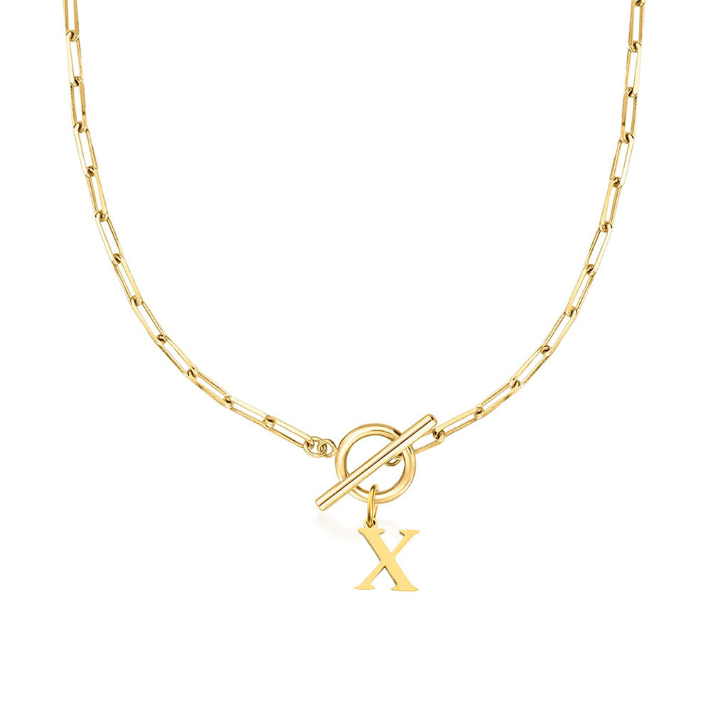 Initial Paperclip Toggle Necklace