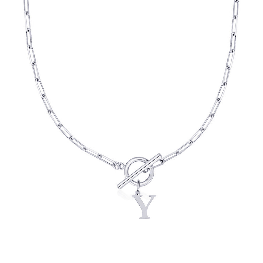 Initial Paperclip Toggle Necklace