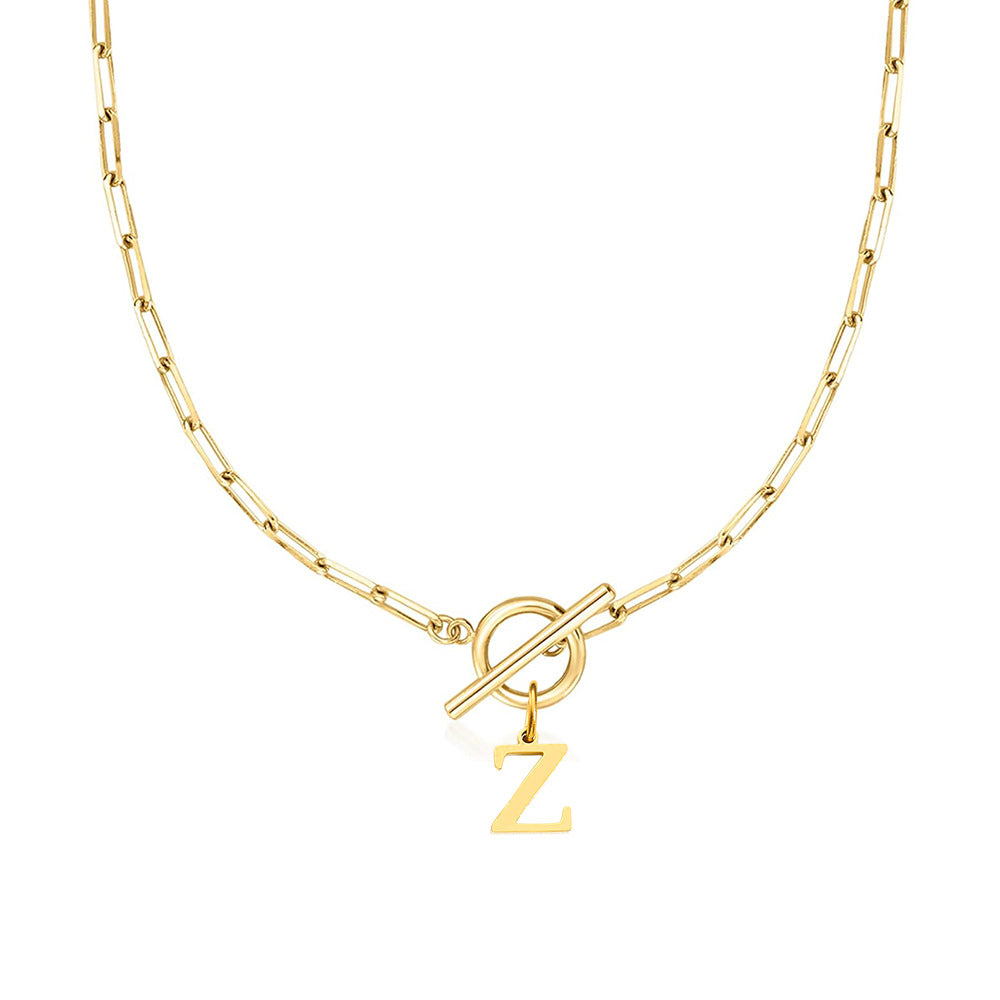 Initial Paperclip Toggle Necklace