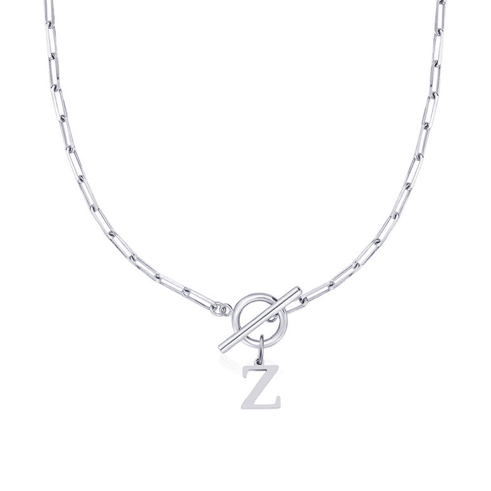 Initial Paperclip Toggle Necklace
