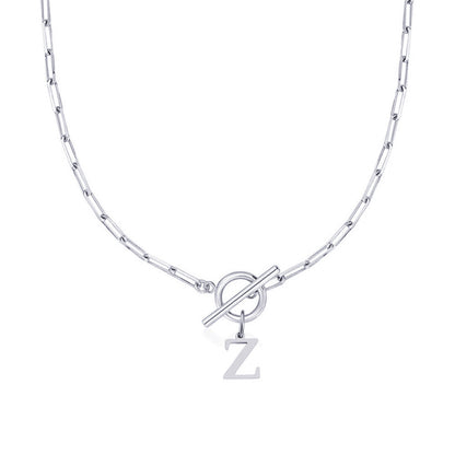 Initial Paperclip Toggle Necklace
