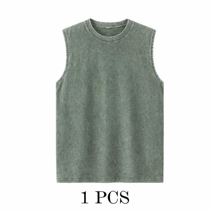 1/4 Pack Men's Oversized Tshirts Sports Vintage Heavy Cotton Tshirt Washed Loose Fit Athletic Tee Sleeveless Vest