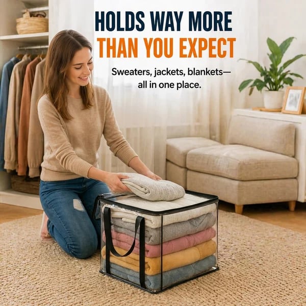 🎁Hot Sale 49% OFF📦Large Heavy-Duty Soft Thick Plastic Clear Storage Bag for Clothes, Moving & Storage