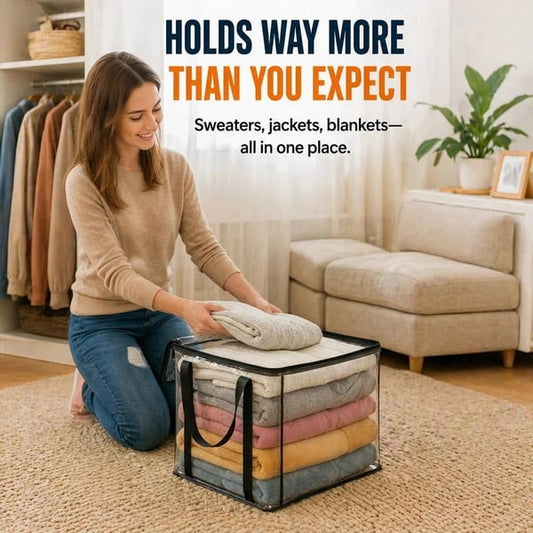 📦Large Heavy-Duty Soft Thick Plastic Clear Storage Bag for Clothes, Moving & Storage